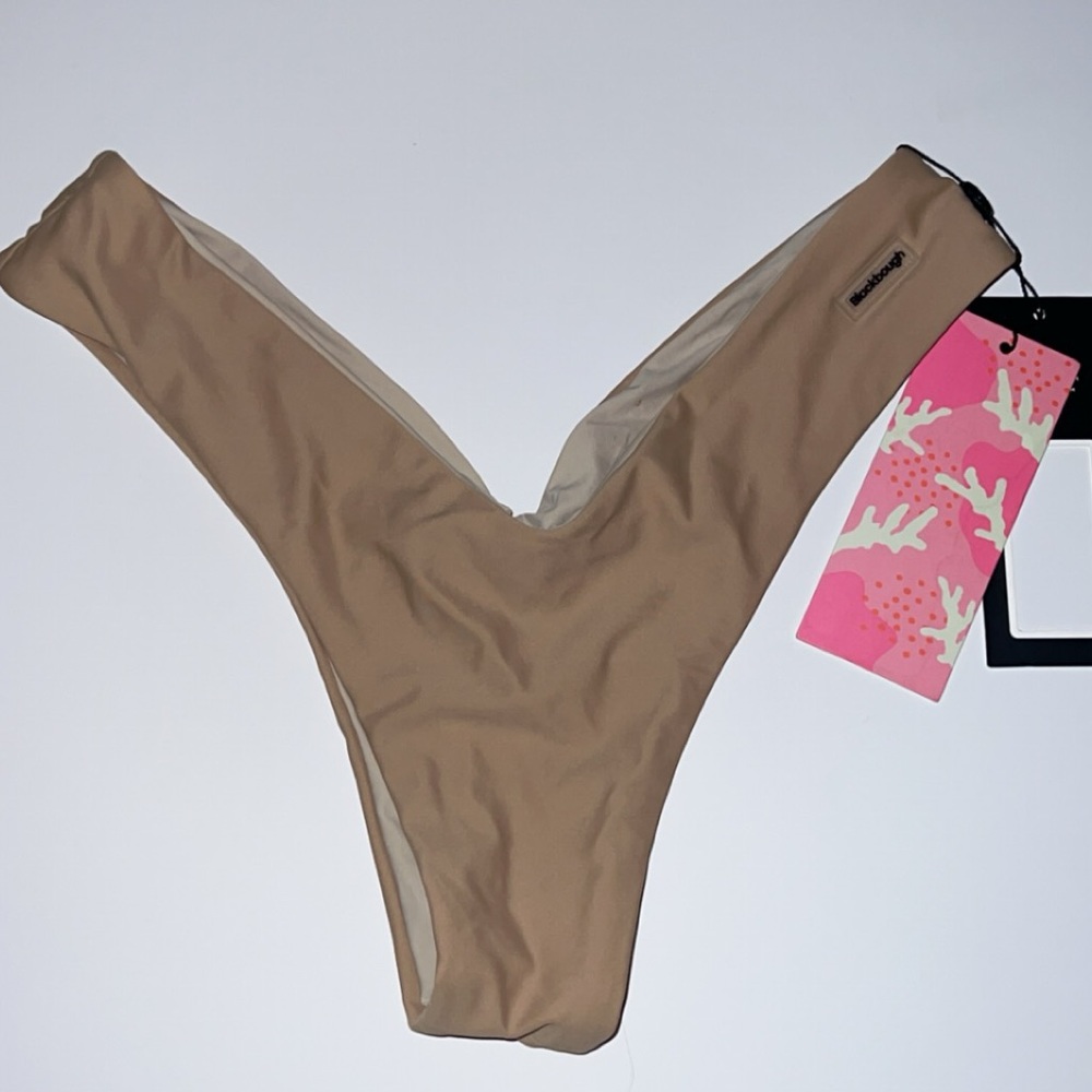 Black Bough Bikini Bottom Tan